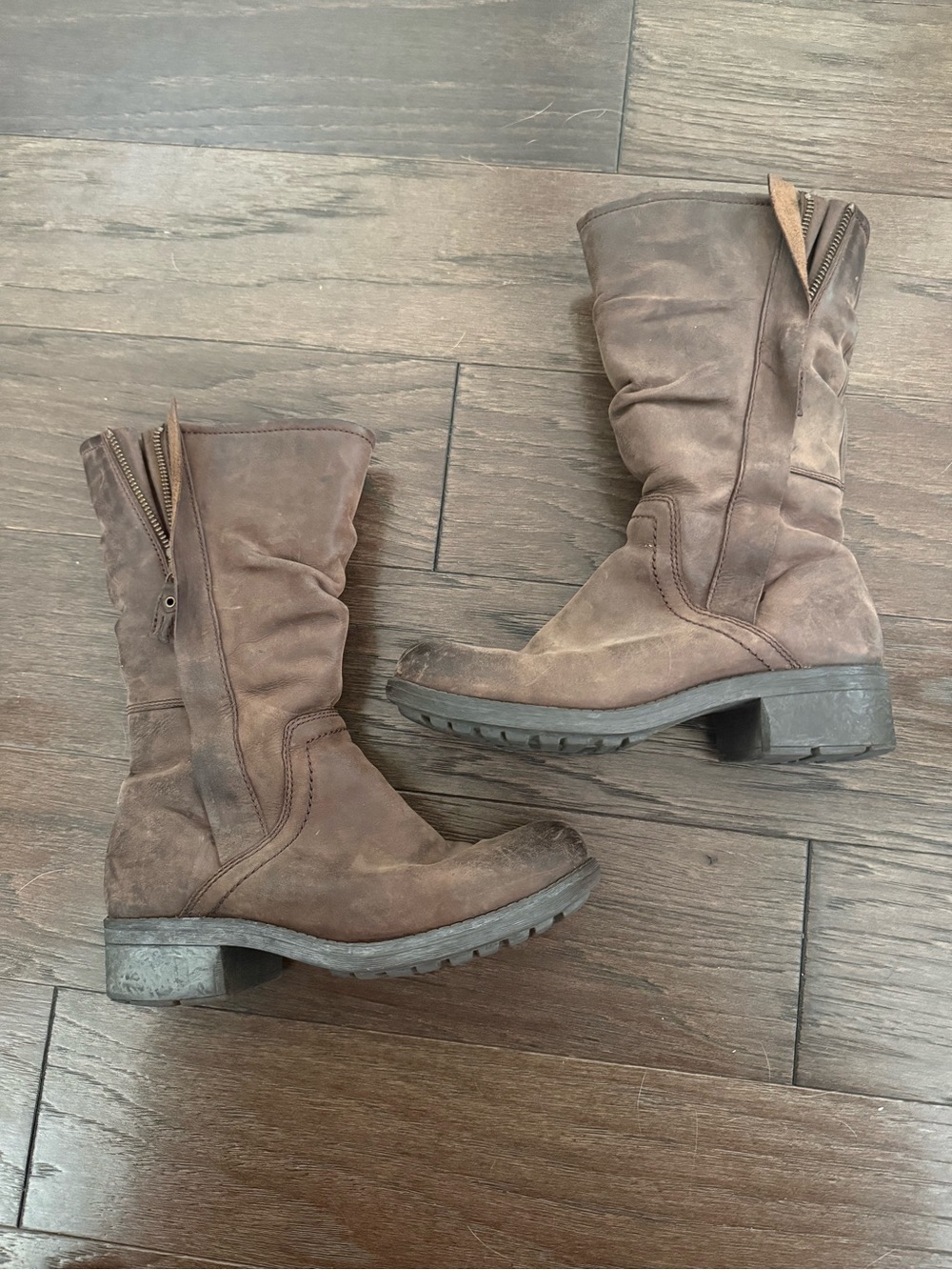 Clarks Artisan Brown Leather Slouchy Mid Calf Boots Women's Size 7.5 M 26102789